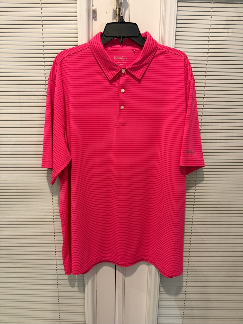 Walter Hagen Essentials Men’s XXL Hot Pink Striped Golf Polo Performance Shirt